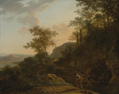 Zuidelijk landschap met reizigers bij een doorwaadbare plaats door Jan Both