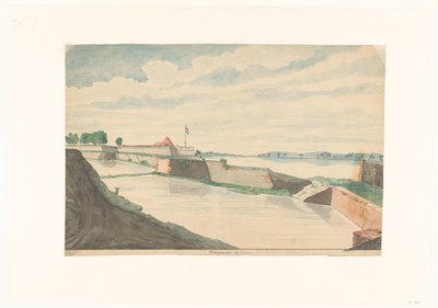 Fort Kranganoor bij Cochin door Jan Brandes (signed by artist)