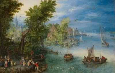 Rivierlandschap door Jan Brueghel the Elder