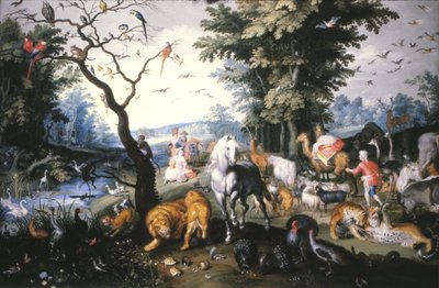 De dieren die de ark van Noach binnengaan door Jan Brueghel the Younger