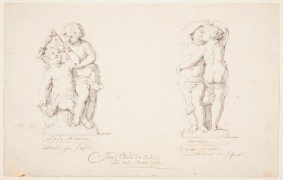 Tekening, Projecten voor een beeldengroep: "Vriendschap", "Overeenstemming", 1726 door Jan Claudius de Cock