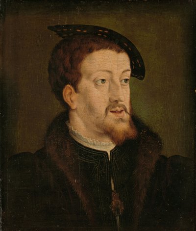 Portret van Karel V, Heilige Roomse Keizer, ca. 1530 door Jan Cornelisz Vermeyen