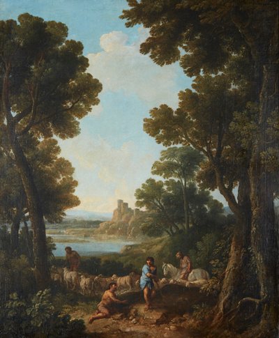 Een Klassiek Landschap met Herders en Ruiter door Jan Frans van Bloemen