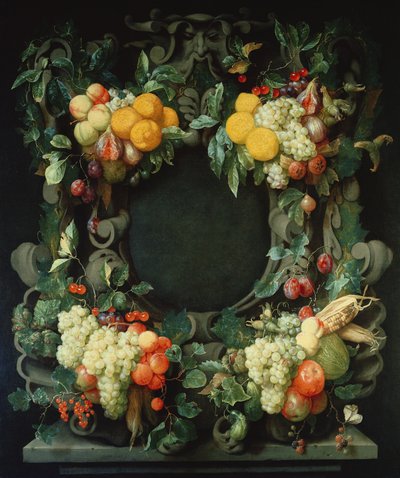 Krans van Fruit rond een Lege Niche door Jan Frans van Son