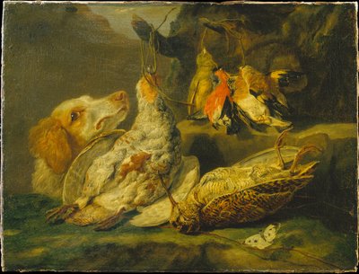 Stilleven met jachthond en dood gevogelte door Jan Fyt
