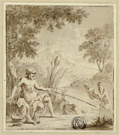 Mythologische geboorte van een god of halfgod uit een rivier door Jan Goeree