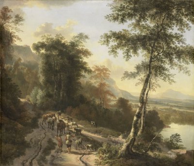 Landschap met veedrijvers door Jan Hackaert