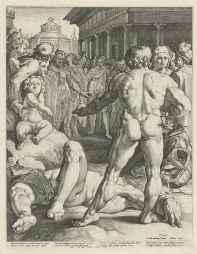 Gevecht tussen Odysseus en Irus door Jan Harmensz. Muller