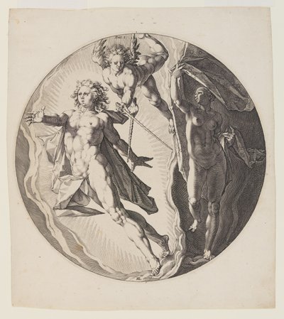 De eerste dag, plaat 2, uit Schepping van de wereld door Jan Harmensz. Muller