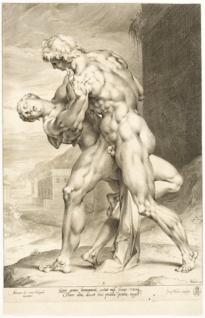 De Verkrachting van een Sabijnse Vrouw, Lateraal Zicht door Jan Harmensz. Muller