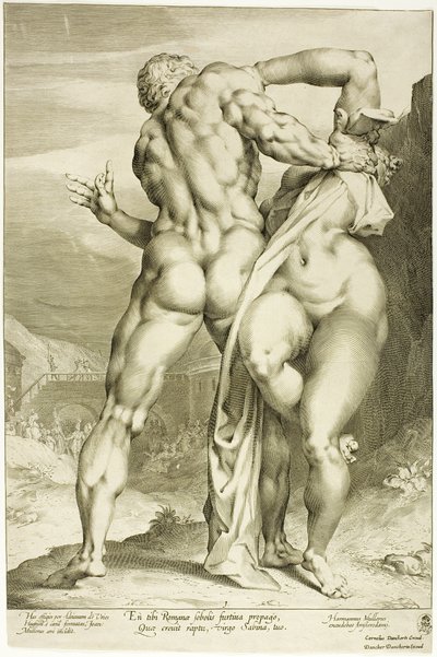 De Verkrachting van een Sabijnse Vrouw, Gezien van Achteren door Jan Harmensz. Muller