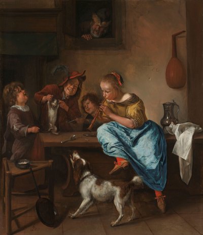 Kinderen leren een kat dansen, bekend als 
