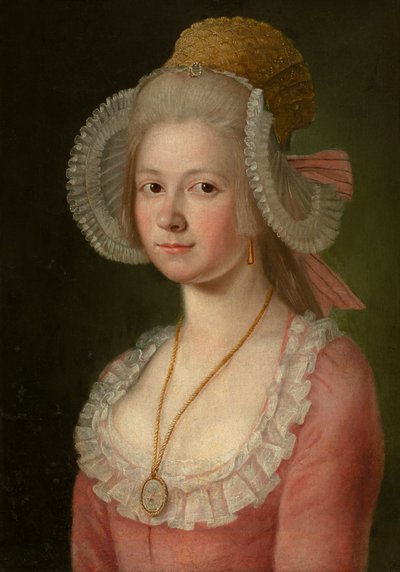 Portret van een dame met een hoed, 1785 door Jan Jahn