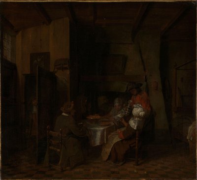 Een gezinsmaaltijd in een boerenhuisje door Jan Josef Horemans the elder
