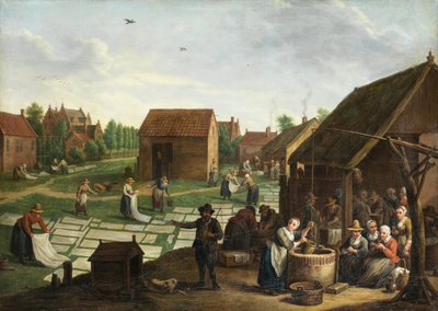 Jan Josef Horemans (II) Bleachfield door Jan Josef Horemans the Younger