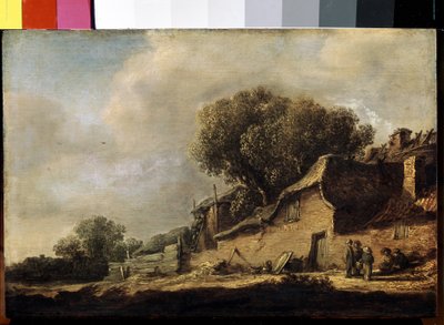 Landschap met een boerenhuisje en een eik door Jan Josephsz van Goyen