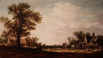 Dorpsscène met Paarden en Karren door Jan Josephsz van Goyen