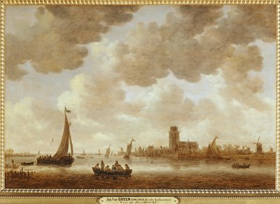 Vue de Dordrecht en aval de la Grote Kerk … door Jan Josephsz van Goyen