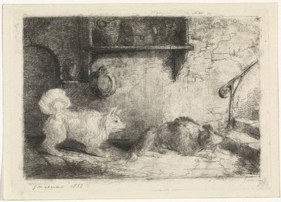 Twee honden door Jan Karel Jacob de Jonge