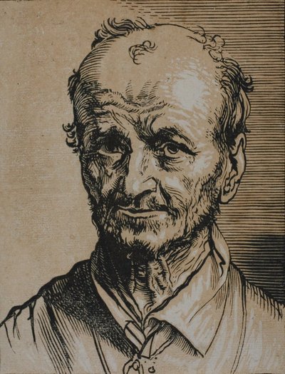 Borstbeeld van een voorwaarts kijkende man door Jan Lievens