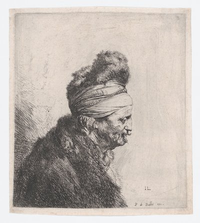 Buste van een oude man met een bontmuts op door Jan Lievens