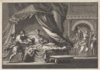 Achiab verhindert de zelfmoord van zijn grootvader Herodes door Jan Luyken