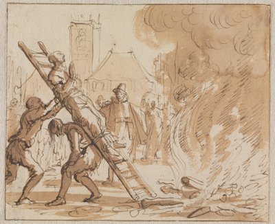Terechtstelling van Anneken Heyndriks op de Dam in Amsterdam in 1571 door Jan Luyken