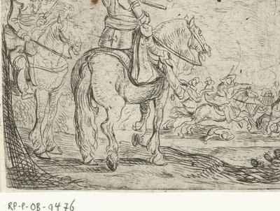 Twee ruiters bij een cavaleriegevecht door Jan Martszen de Jonge