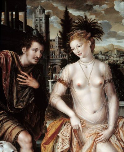 David en Bethsabee (David en Bathsheba) door Jan Massys or Metsys