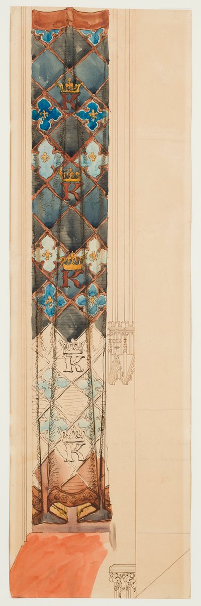 Kartonskizze für die Polychromie der Marienkirche - Fries mit geometrischem Muster door Jan Matejko