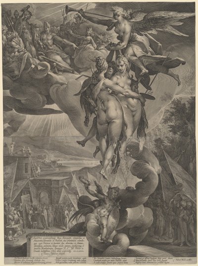 De Apotheose van de Kunsten door Jan Muller, after Bartholomaeus Spranger
