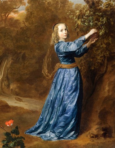 Portret van een meisje die druiven plukt door Jan Mytens