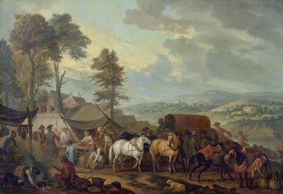 Piëmontese soldaten in een Italiaans dorp door Jan Peeter Verdussen
