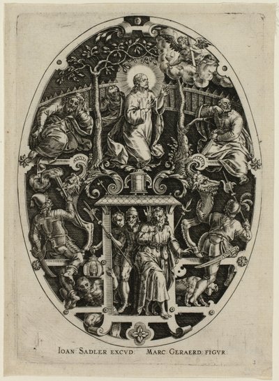 Lijdensweg in de tuin, uit de Passie van Christus door Jan Sadeler I