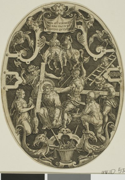 Het dragen van het kruis, uit de Passie van Christus door Jan Sadeler I