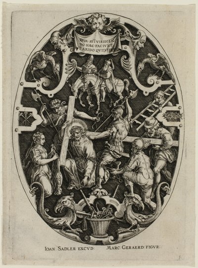 Het dragen van het kruis, uit de Passie van Christus door Jan Sadeler I