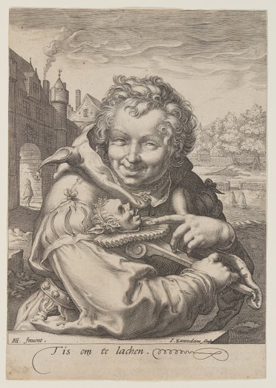Dwaas met staf door Jan Saenredam
