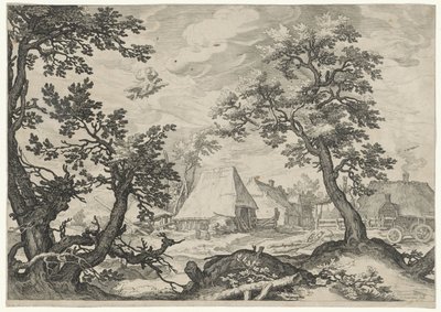 Landschap met de ontvoering van Ganymedes door Jan Saenredam