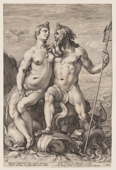Neptunus en Amphitrite, uit Drie gepaarde goden en godinnen door Jan Saenredam