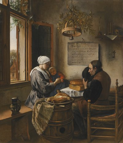 Het gebed voor de maaltijd door Jan Steen