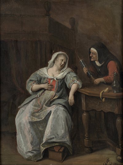 De zieke vrouw door Jan Steen