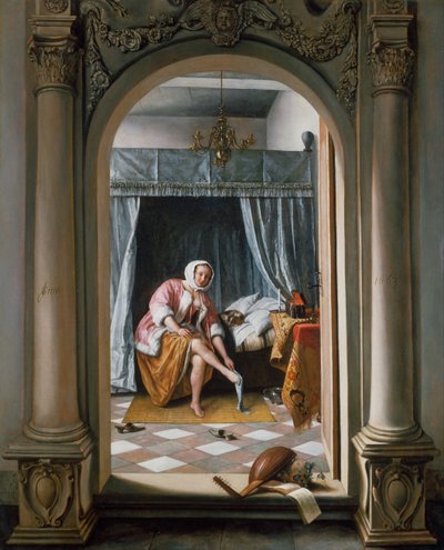 Vrouw op haar toilet door Jan Steen
