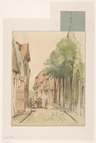 Gezicht op de Kirchenstrasze te Lingen door Jan Striening