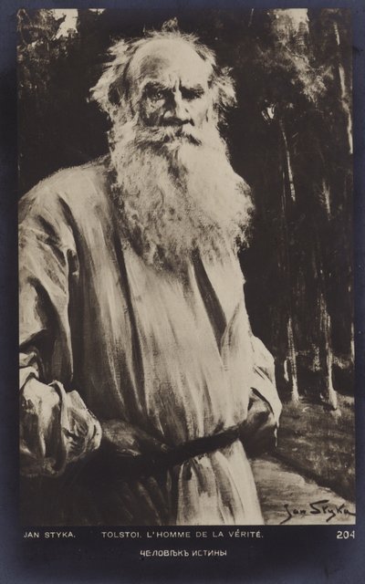Leo Tolstoy (1828-1910), Russische romanschrijver, kortverhaalschrijver en toneelschrijver door Jan Styka