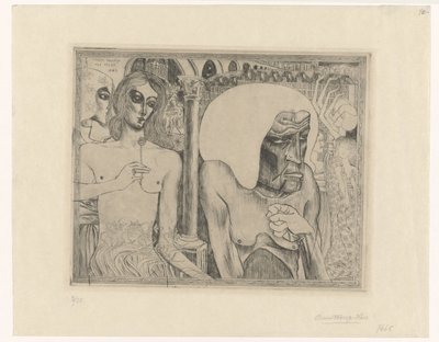 Oude vrouw omringd door jonge vrouwen door Jan Toorop