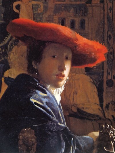 Meisje met een Rode Hoed, c.1665 door Jan Vermeer van Delft