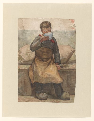 Drinkende jongen door Jan Veth