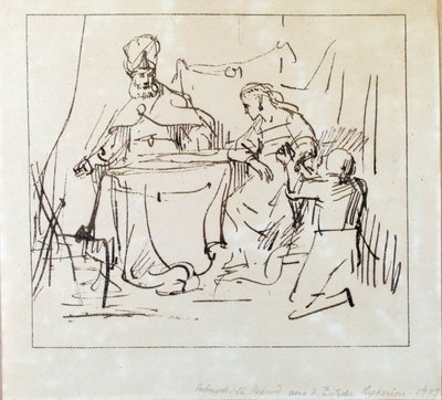 Jan Victors, "Haman met Esther en Ahasverus". door Jan Victors