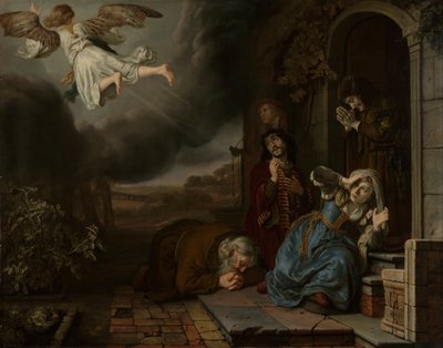 De engel neemt afscheid van Tobit en zijn familie door Jan Victors