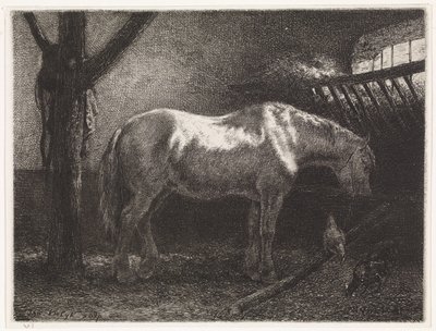 Paard in stal door Johannes Martinus Vrolijk